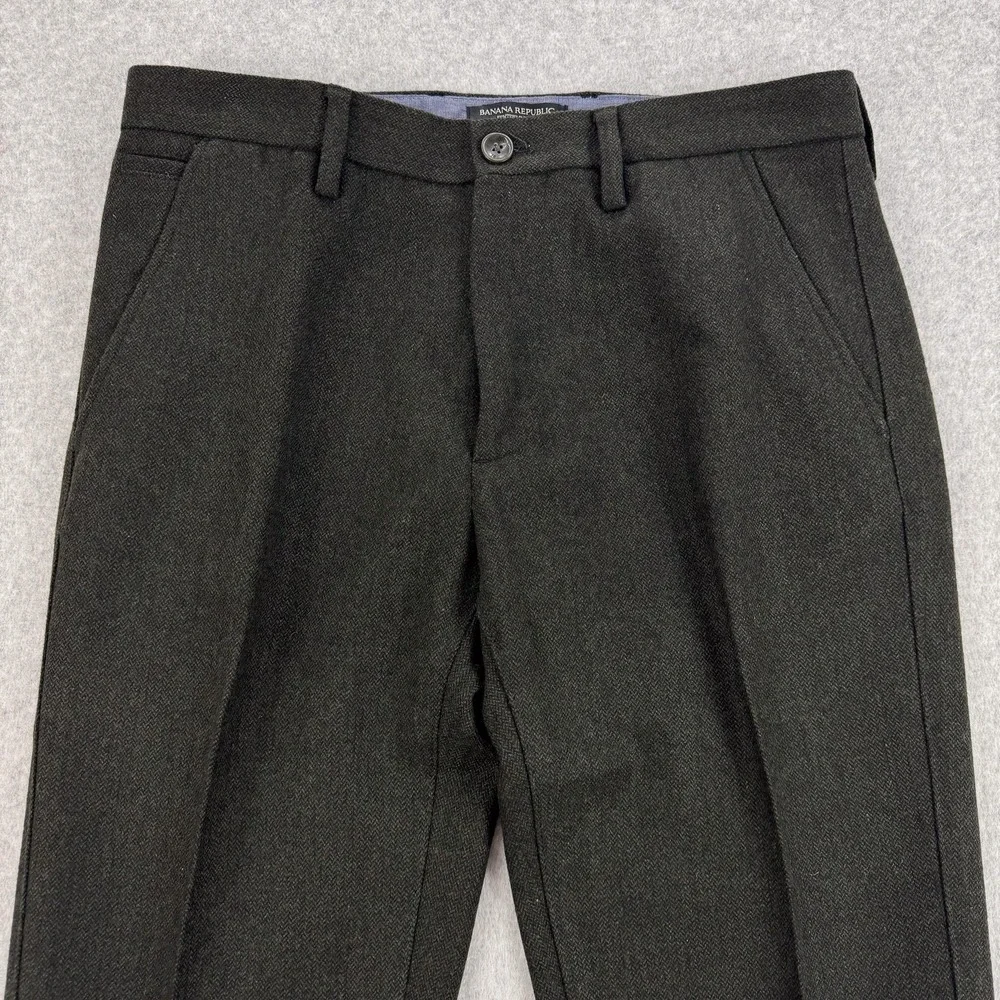 Banana Republic Kentfield Dress Pants Mens 31 Gray Herringbone Tweed Lined 32x31
